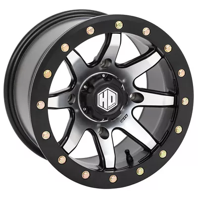 STI HD9 Beadlock Matte Black/Machined ATV Wheel 14x10 4/110 (5+5) [14HB90010] • $139.95