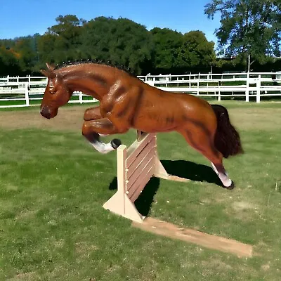 Model Jumping Horse- “14”& “3” Wide-Brown W/white Marks. Jumping Fence Included. • $26