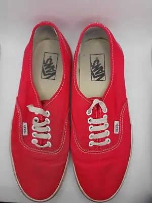 SIZE 9 Used Vans Shoes Authentic Red/True White Skate Skateboard Surf Casual • $29.99