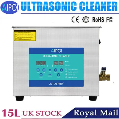 Pro Ultrasonic 15L Cleaner Digital Ultra Sonic Cleaning Bath Tank Heater Timer X • £205.08