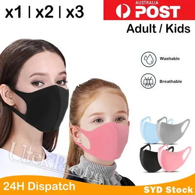 Adult Kids Unisex Washable Reusable Face Mouth Mask Cover Protective Masks SYD • $2.39