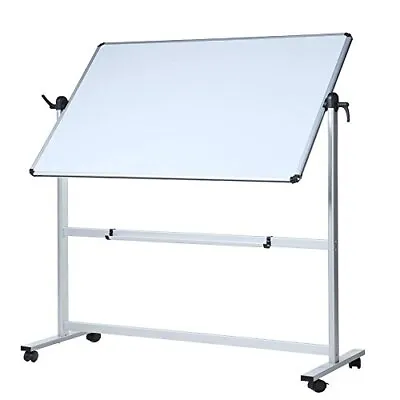 Double-Sided Magnetic Revolving Mobile Whiteboard Aluminium Frame & • £157.84