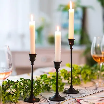 2/3x Tall Candlestick Candle Holders Stands Dinner Decoration For Taper Candles • £8.58
