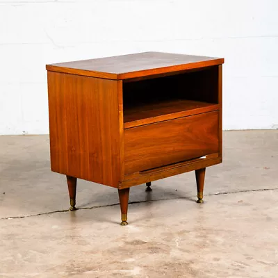 Mid Century Modern Nightstand End Side Table Broyhill Walnut Drawer Vintage Mint • $298.98