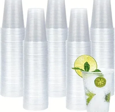 Clear White Plastic Glass Shot Glasses Drinking Water Cup 7oz 100 Party Cups. Co • £6.50