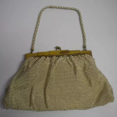 Antique Whiting & Davis Metal Mesh Clutch Handbag Purse Made In USA 50s 60s 70s • $19.94