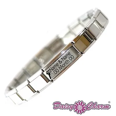 £9.70 • Buy Personalised Custom Made WEDDING DATE Full Bracelet Fits Modular Italian Charms