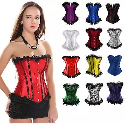 Burlesque Corset Basque Cincher Lingerie Bustier Moulin Rouge Boned Shaper 4-20 • $17.09