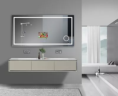 71x36 In LED Bathroom Mirror W/ Magnifier Touch Sensor 10.1  1080p TV Clock • $599.99