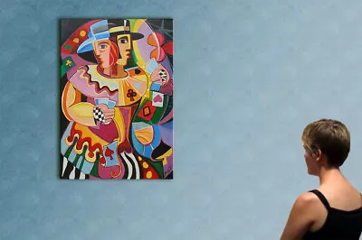 £449.68 • Buy 39  - MAGICIAN _______ ORIGINAL Cubist Oil On Canvas PAINTING By ANNA !!!