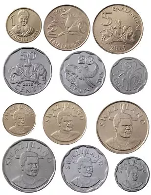 $7.99 • Buy SWAZILAND COMPLETE COIN SET 10+20+50 Cents +1+2+5 Emalangeni 2015 UNC LOT Of 6