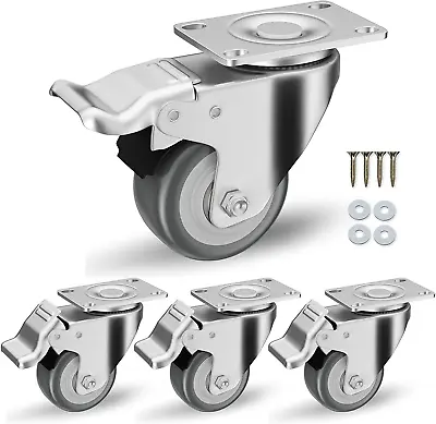 2 Inch Caster Wheels Set Of 4 Heavy Duty -  Locking Casters Swivel Casters With • $18.80