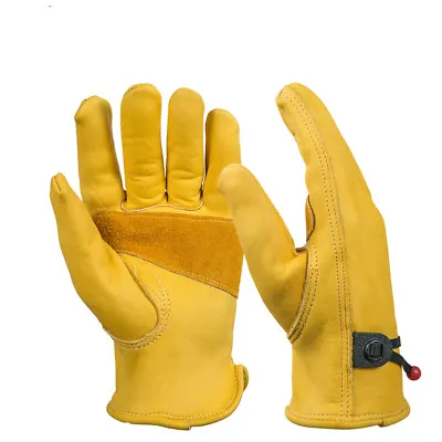 Cowhide Leather Security Protection Wear Safety Welding Work Warm Driver Gloves • $14.99