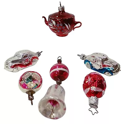 Bundle Lot Of 7 Vintage Christmas Ornaments W.Germany Teapot Indent Bell Cars • $113.41