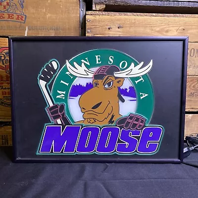 Vintage Minnesota Moose Hockey Mancave 16.75x12.25” Sign Bar Light Sign EUC • $199.95