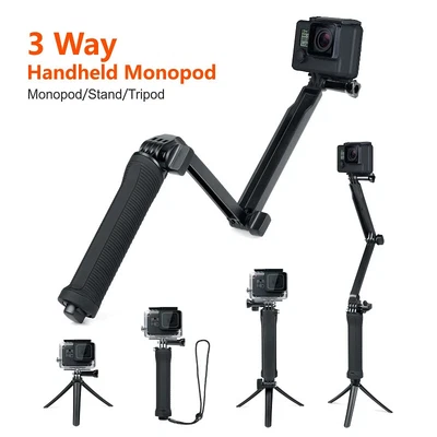 $12.95 • Buy Foldable 3 Way Waterproof Monopod Selfie Stick For Gopro Hero 10 9 8 7 5 6 4 3 2