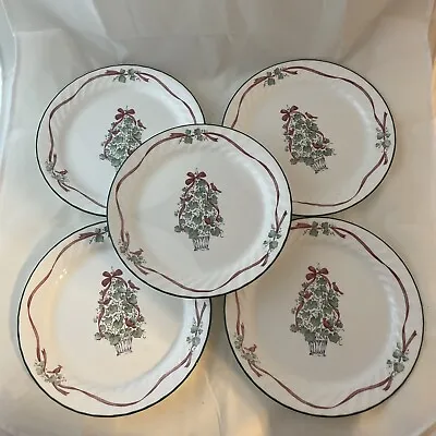 $24.99 • Buy 5 Corelle Callaway Holiday Ivy Tree Red Ribbon Christmas Dinner Plates 10 1/4 