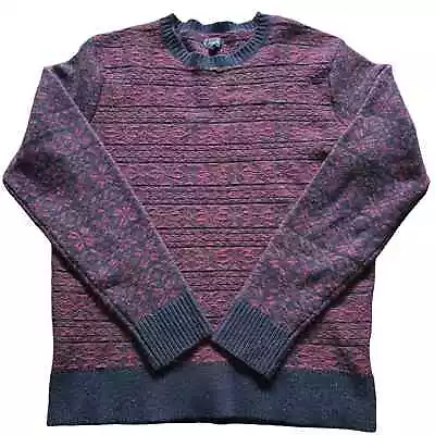 J.Crew Mens 100% Lambswool Pullover Sweater Size Medium Red Navy Fair Isle • $31.50