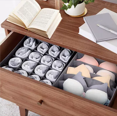 3 X Drawer Organisers For Bras Socks Ties Underwear Scarves Wardrobe Cupboard • £8.79