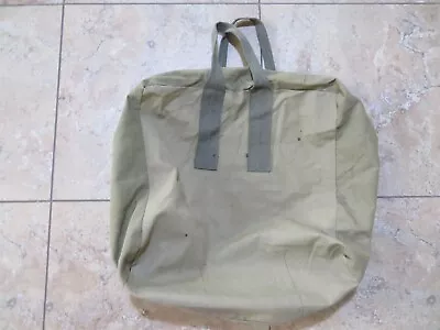 VTG Canvas 40s Green Duffle Bag Grommet Zipper 27x17x13 Military? Aviator-Style • $74.99