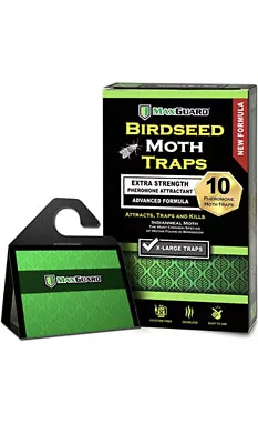 MaxGuard Birdseed Pantry Moth Traps (10 XL Pack) Extra Strength Pheromones | Non • $17.99