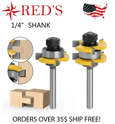 $9.99 • Buy REDS Y76345-4 - 3/4  X 1/4  2 Bit Tongue And Groove Router Bit Set 1/4  Shank