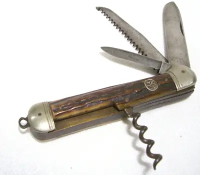 Antique Vintage LARGE 5 1/8  H. Boker & Co SOLINGEN FOLDING Pocket HUNTING KNIFE • $450