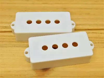 White Bridge & Neck Pickup Covers For Fender P Bass • $8.95