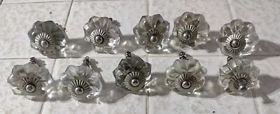 Lot Of 10 Vintage Glass Cabinet Drawer Knobs Pulls • $19.99