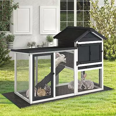 Wooden Rabbit Hutch Cage House Habitat Bunny Animal Pet Chicken Coop Outdoor • $135.99