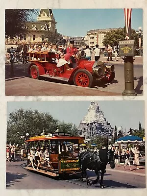 Vintage Disneyland Post Cards Motorized Fire Truck A18. Horse-Drawn Streetcar A3 • $10