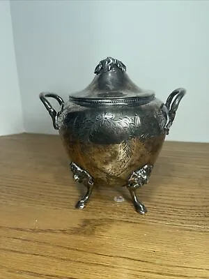 Vintage Meriden B Company 1866 Sugar Bowl - Beautiful Ornate Etching Designs. • $75