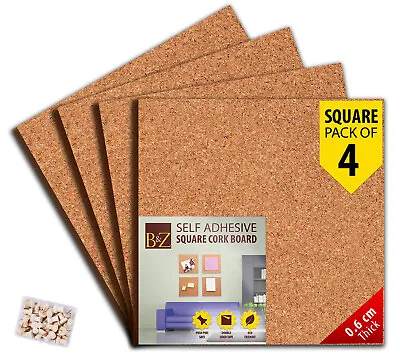 £6.99 • Buy Sticky Cork Board Square Tiles Self Adhesive Mini Wall Bulletin Notice Boards 