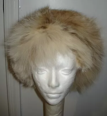 Gorgeous White Spotted Fox Fur Hat / Headband Size 22  FREE SHIPPING Excell Cond • $99.99