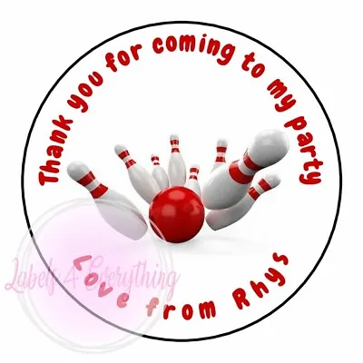 £2.25 • Buy Personalised Bowling Strike Ten Pin Birthday Stickers Party Thank You Sweet Cone