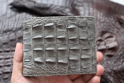 Genuine Alligator Crocodile Leather Skin MEN Bifold Wallet Handmade Gray • $40.80
