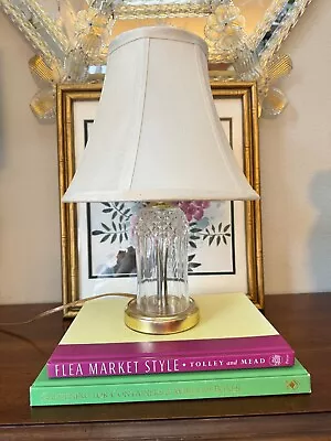 VTG Lead Crystal Clear Industry Small Mini Table Lamp Brass Base Waterford Style • $40