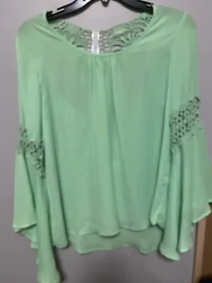 Yahada Medium Lime Green Blouse Long Sleeve B27 • $9