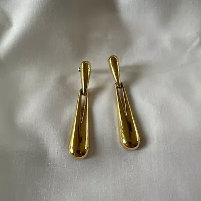 Monet Signed Gold Tone Dangle Post Earrings  • $12