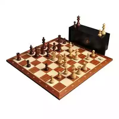 The Championship Series Chess Set Box & Board Combination - Mahogany Gilded • $209