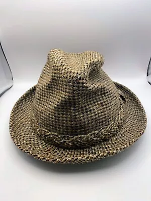 Churchill Harris Tweed Scottish Wool Trilby Fedora Hat Vintage 7 1/8 • $28