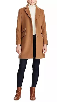 LAUREN RALPH LAUREN Women's Reefer Wool Blend Walker Coat Color New Vicuna US 8 • $130