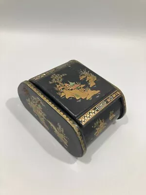 Antique Chinese Black Metal Lacquered Trinket Box • £25