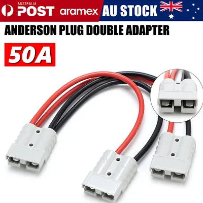 $14.15 • Buy 50 Amp Anderson Plug Connector Double Y Extension Adapter 6mm Automotive Cable