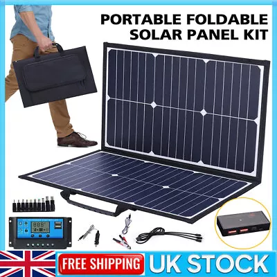 Portable 100W Solar Panel Kit Foldable Solar Charger With 40A Controller Trailer • £75.99