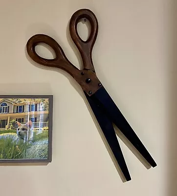 Vintage Wooden Scissors Wall Hang Decor 24” Long Hairdresser Sewing Crafts Room • $39.99