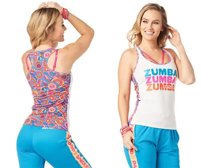 Zumba - Peace Love INSTRUCTOR Racerback Tank Top - White ~ All Sizes! • £15.15