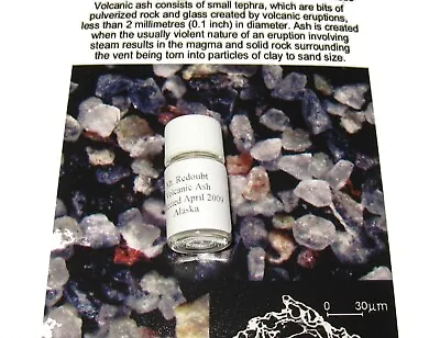 Mount Redoubt Alaska Vial Of Volcanic Ash W/ Info Card Collected April 2009 • $6.23