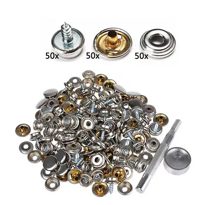 150PCS Stainless Steel Canvas Fabric Snap Cover Button & Socket & Screw Stud Kit • $16.99