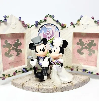 Disney Store MICKEY & MINNIE MOUSE Wedding FIGURINE & PHOTO HOLDER Bride Groom • $39.99